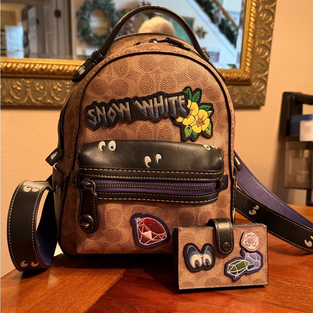 Disney Coach Limited Snow White Campus Backpack and Accordion Card Case
